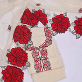 Organza Cream Unstitched Suit